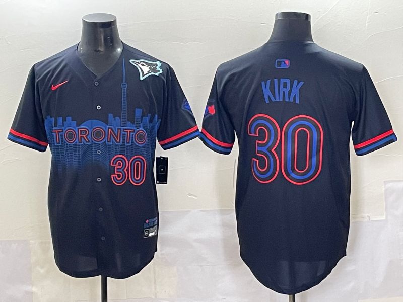 Men 2025 Toronto Blue Jays #30 Kirk Black Joint Name Nike MLB Jersey style 3